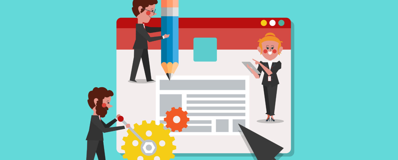 Web Development, SEO Concept Design Cartoon Character flat style